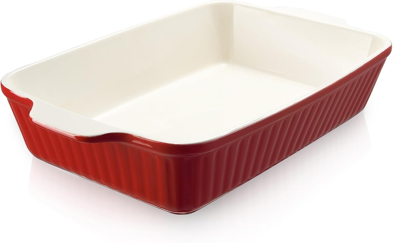 DOWAN 9x13-inch Deep Ceramic Casserole Baking Dish for Lasagna, 135 oz
