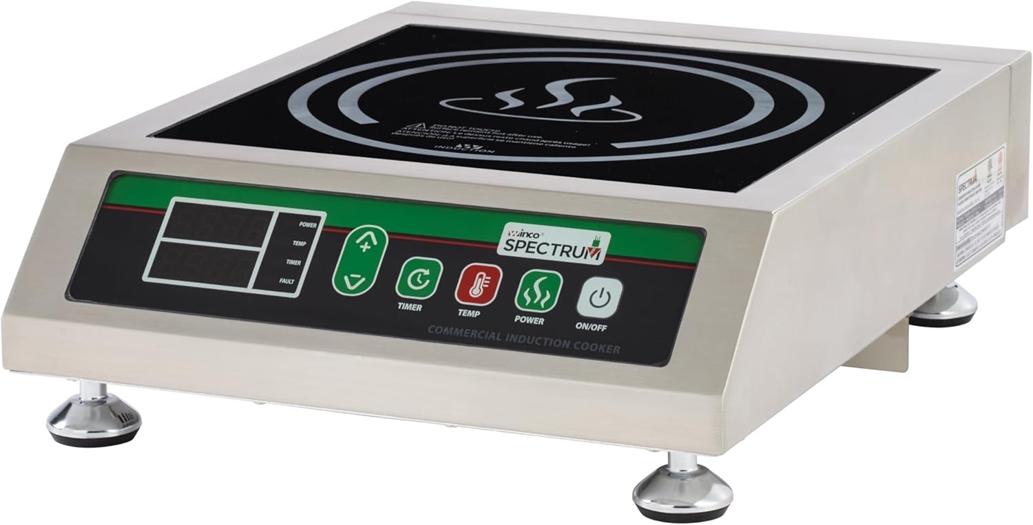 Winco EICS-34 Commercial-Grade Portable Induction Cooktop Burner, 3400