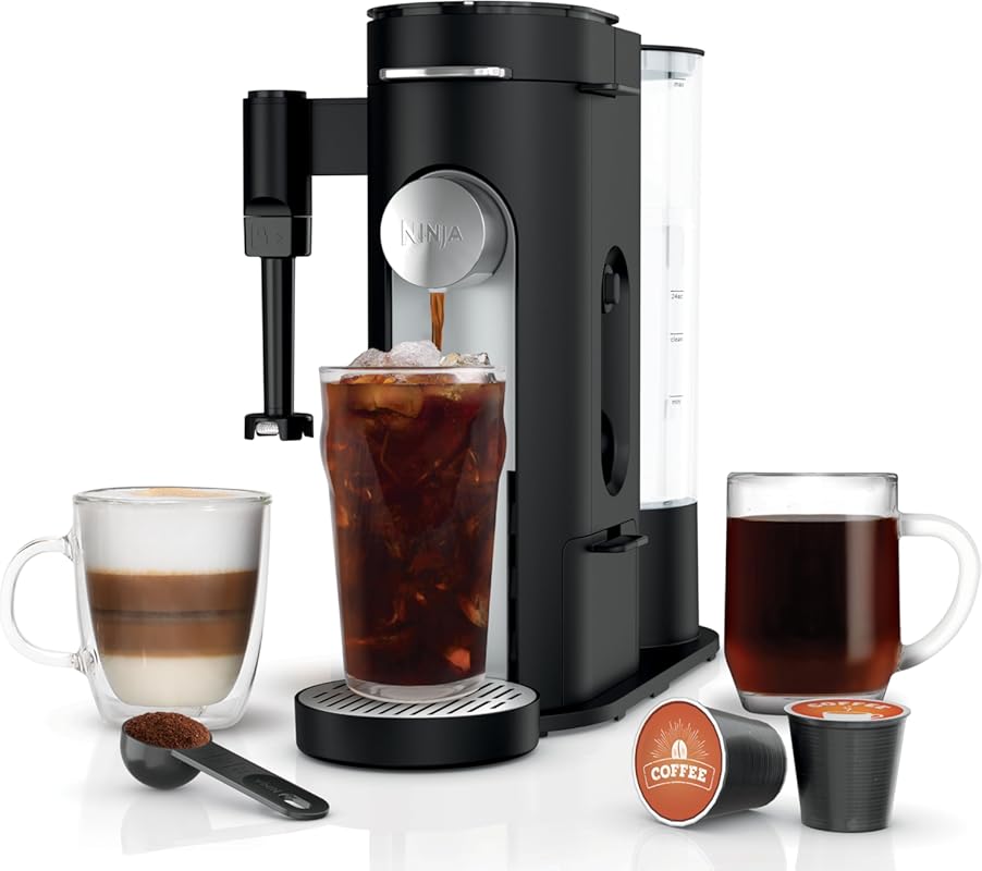 Ninja PB051 Single Serve Coffee Maker, Brew Pods & Grounds, K-Cup Comp