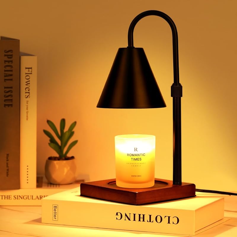 Modern Black Candle Warmer Lamp: Dimmable, Timer & Adjustable Light fo