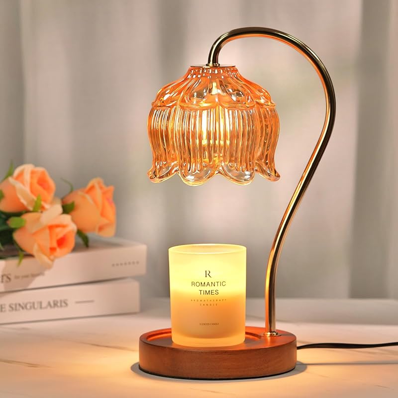 Lotus Flower Candle Warmer Lamp: Dimmable with Timer for Jar Candles,