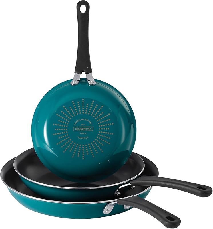 Tramontina Porcelain Enamel 3-Pack Non-Stick Frying Pans Skillet Set,