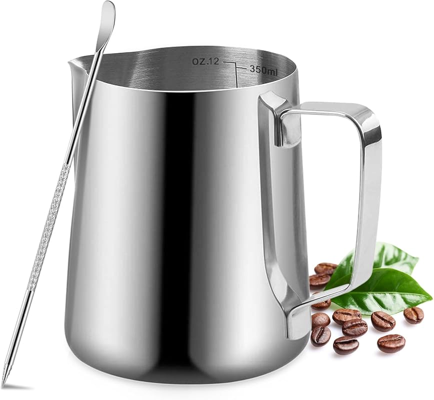 Stainless Steel Milk Frothing Pitcher, 12oz (350ml) Barista Steaming J