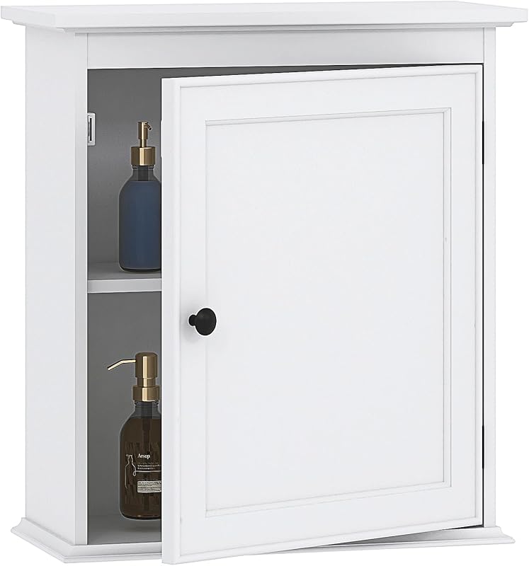 Spirich Small Wall Mounted Storage Cabinet, White Medicine Cabinet Org