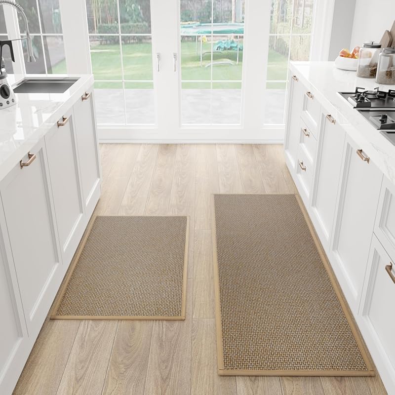 Cushioned Kitchen Mat Set of 2, Non-Slip Absorbent Washable Floor Mats
