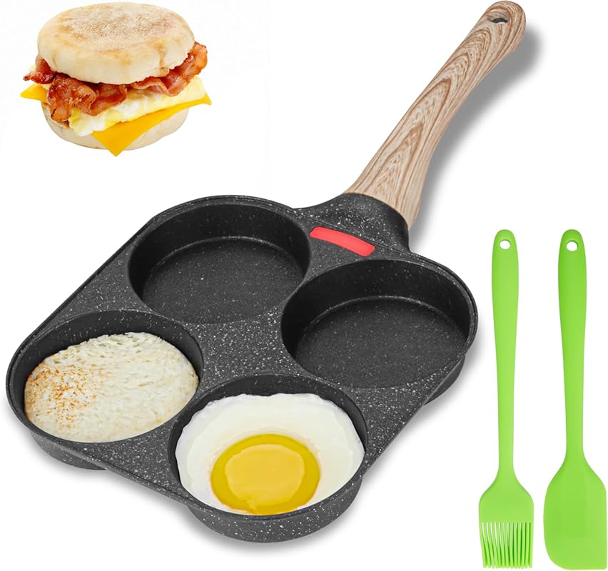 MyLifeUNIT 4-Cup Nonstick Egg Frying Pan Skillet, Breakfast Pancakes, 