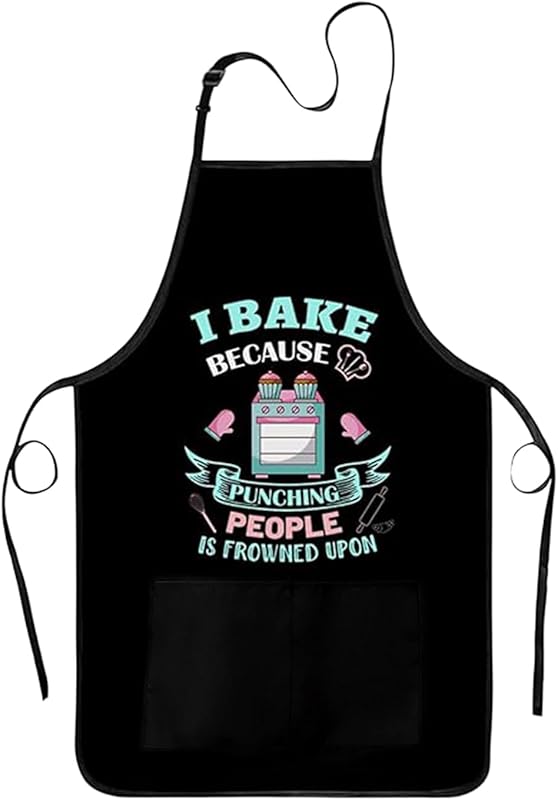 Funny Baking Apron for Women: Cute Cooking Apron with 2 Pockets, Perfe