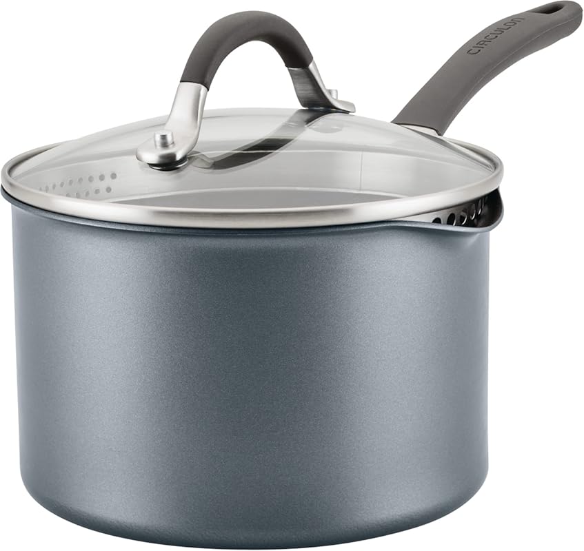 Circulon A1 Series Nonstick Induction Straining Sauce Pan with Lid, 3 