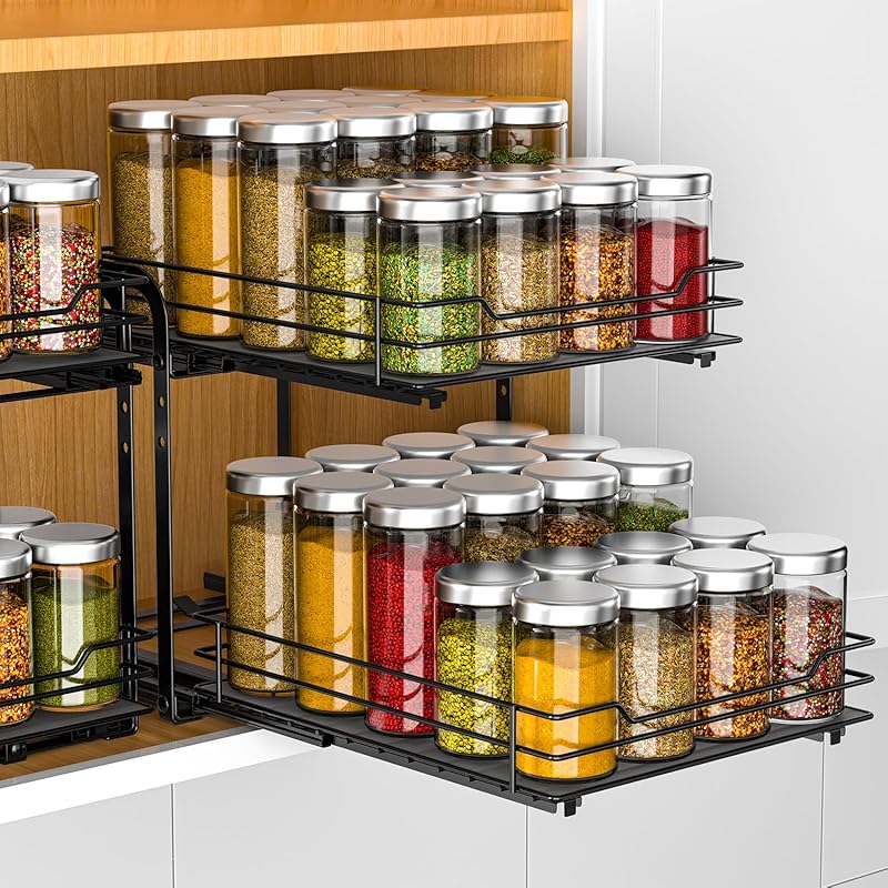 RCHYFEED 2-Tier Pull Out Spice Rack Organizer