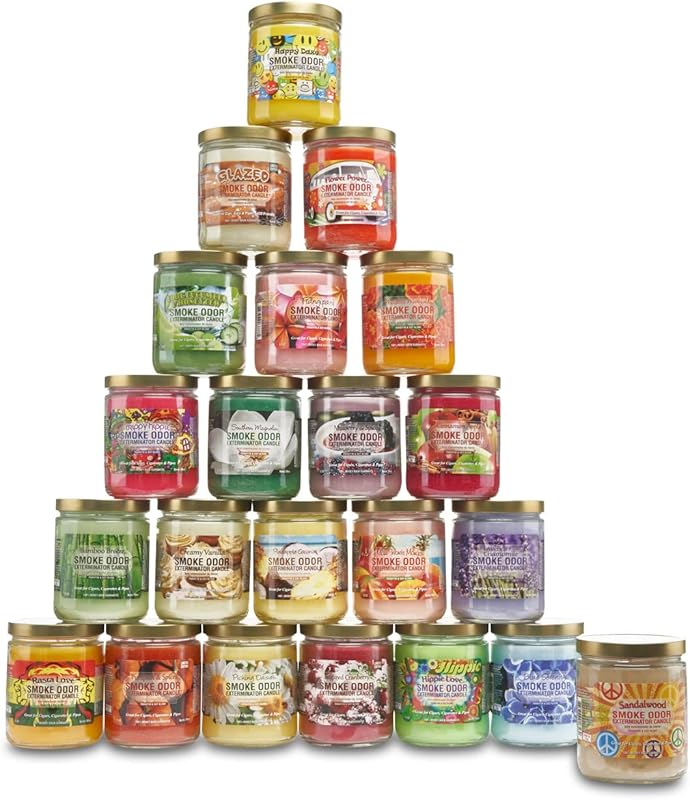 Smoke Odor Exterminator Bulk Case of 12 Candles, Mystery Variety Pack,