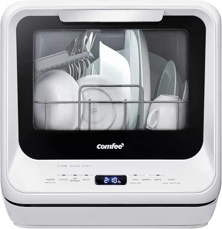 COMFEE' Portable Countertop Dishwasher, 5L Water Tank, No Hookup, 6 Pr