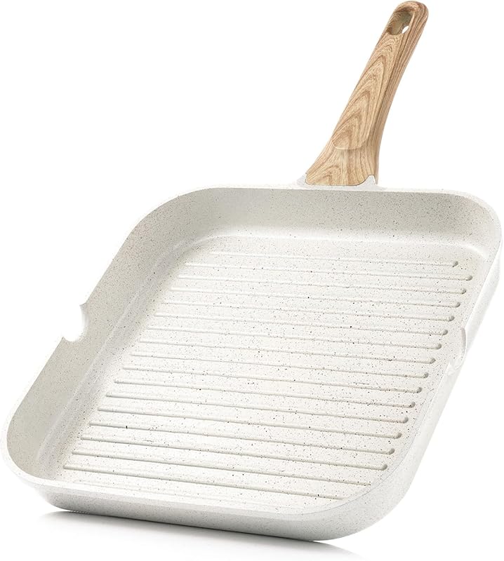 SENSARTE 9.5 Inch Nonstick Ceramic Grill Pan, Square, All Stoves Compa