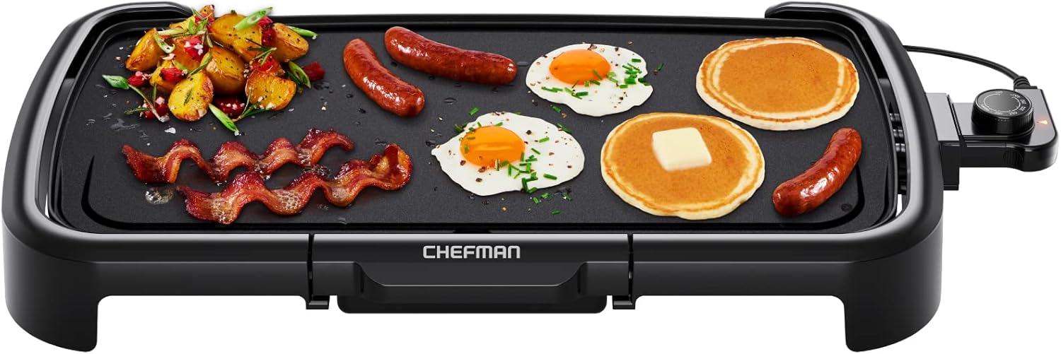Chefman XL Electric Griddle, 10x20 Inch Nonstick Flat Top Grill, Remov