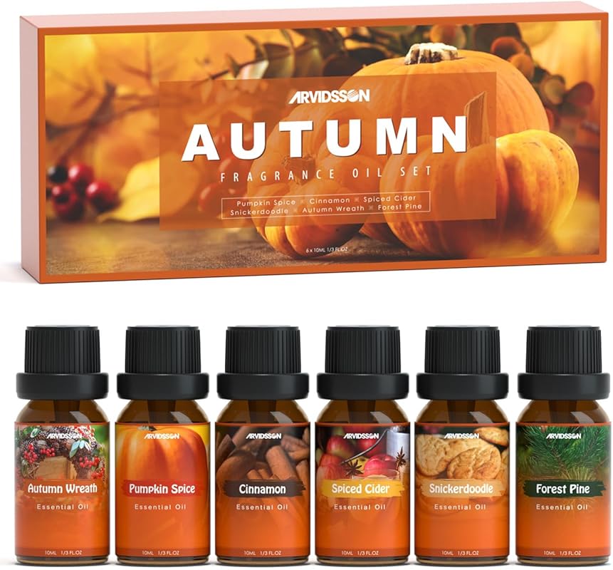 ARVIDSSON Fall Essential Oil Set for Diffusers & Candle Making, Pumpki