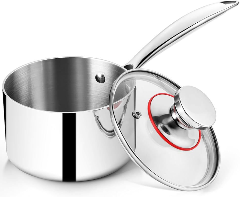 P&P CHEF 3-Quart Tri-Ply Stainless Steel Stockpot & Saucepan with Lid,