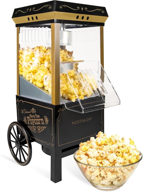 Nostalgia Vintage Hot-Air Popcorn Maker, Oil-Free 12-Cup Machine with 