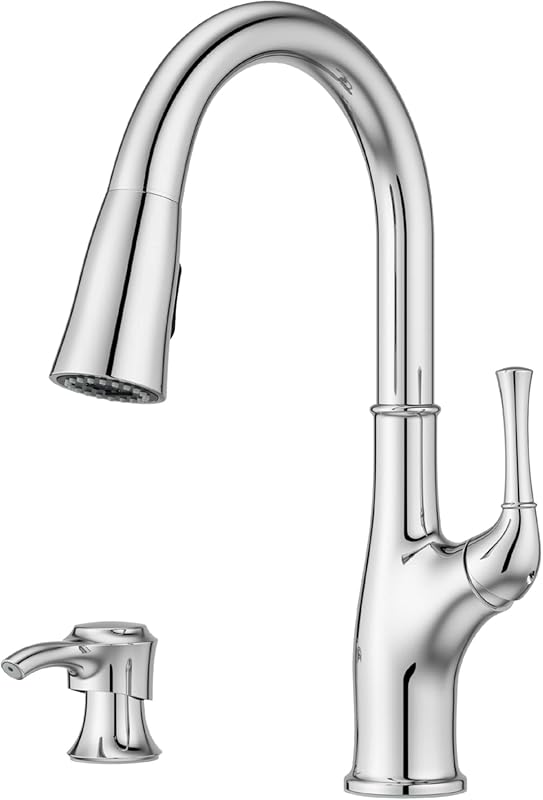 Pfister Alderwood Polished Chrome Kitchen Faucet, Pull-Down Sprayer, S