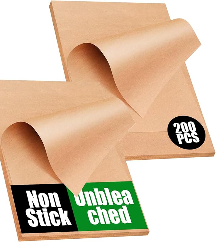 200 Pre-cut Unbleached Parchment Paper Sheets 12x16, Non-Stick & Non-T