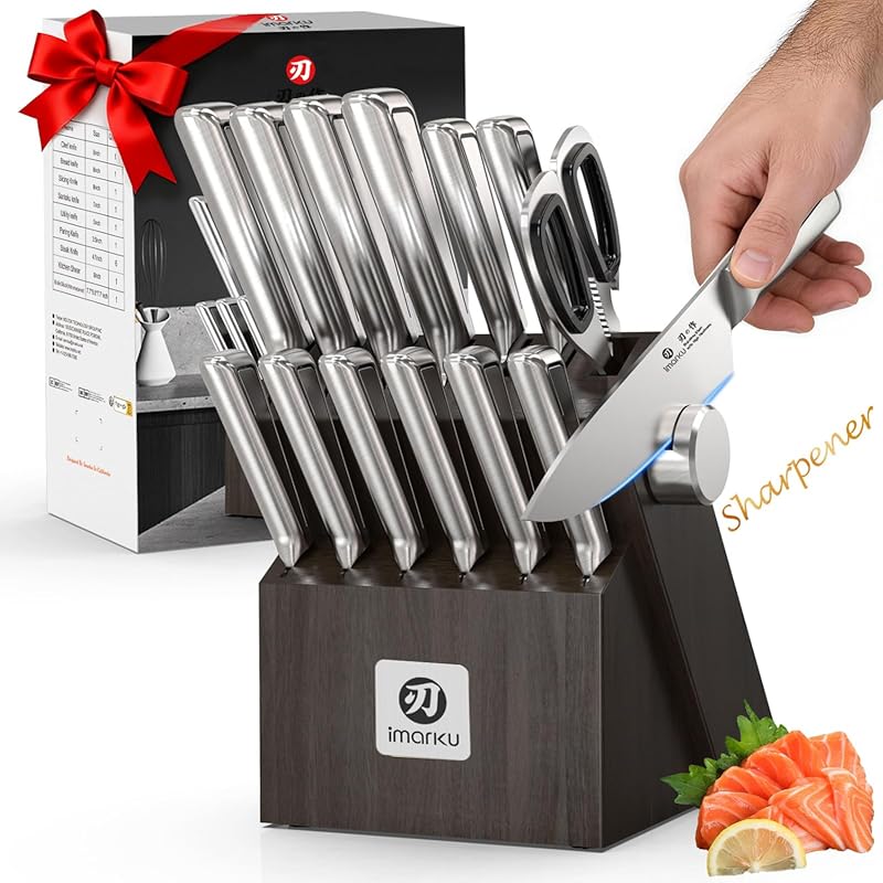 imarku G14 14-Piece Japanese Stainless Steel Kitchen Knife Set, Sharp 
