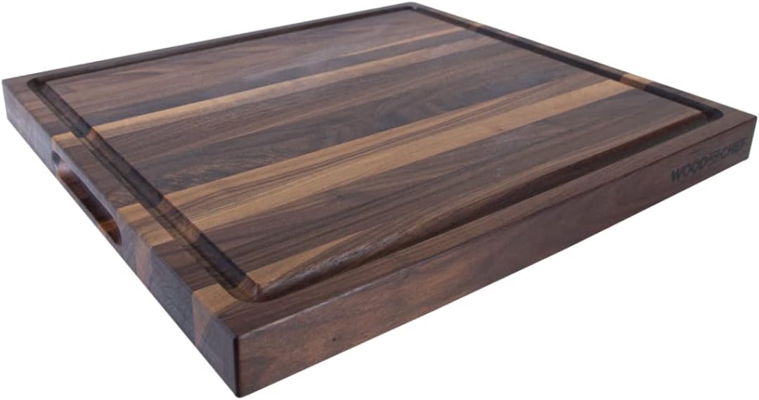 American Walnut Medium Wood Cutting Board Butcher Block with Juice Gro
