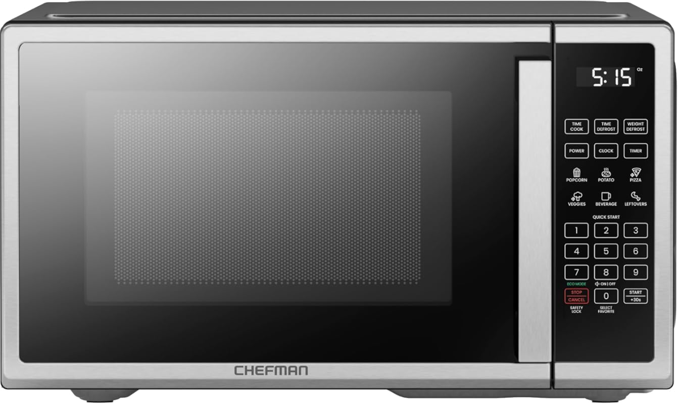 Chefman 0.7 Cu. Ft. 700W Digital Stainless Microwave, 10 Power, 6 Menu