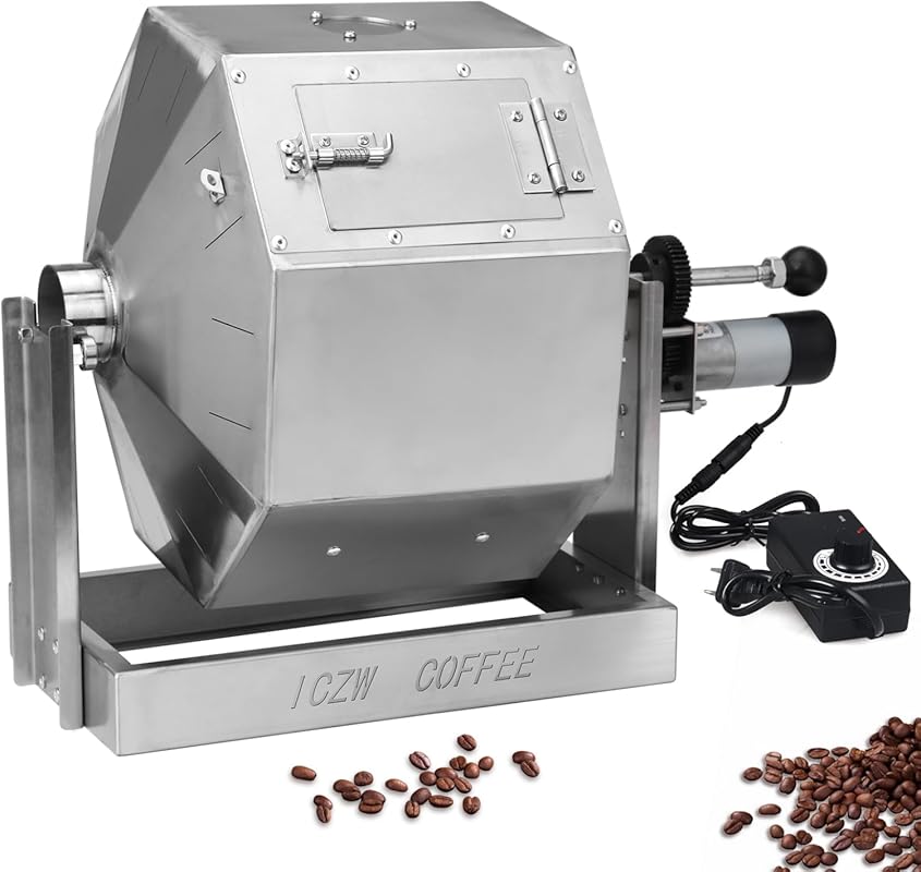 14.5L Gas Burner Drum Coffee Roaster, Stainless Steel, Multi-Purpose f
