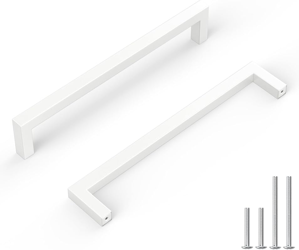 goldenwarm 10 Pack White Stainless Steel Cabinet Pulls, Modern Dresser