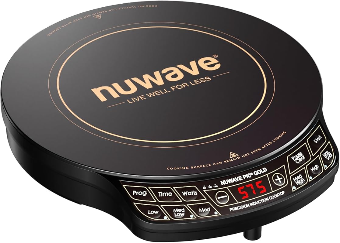 Nuwave Precision Portable Induction Cooktop Gold, 1500W, Shatter-Proof