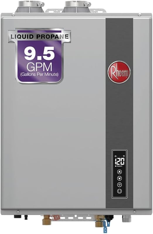 Rheem RTGH Series Tankless Water Heater, 9.5 GPM, 199,900 BTU Indoor L