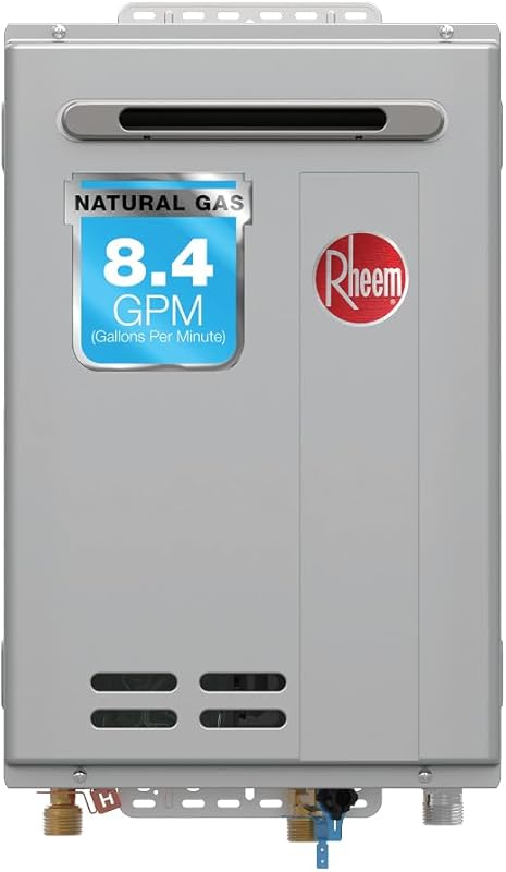 Rheem RTG-84XLN-3 High Efficiency Outdoor NG Tankless Water Heater, 8.