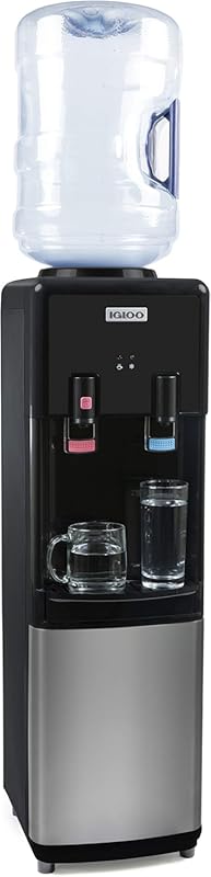 Igloo Top Loading Hot & Cold Water Cooler Dispenser, Black Stainless S