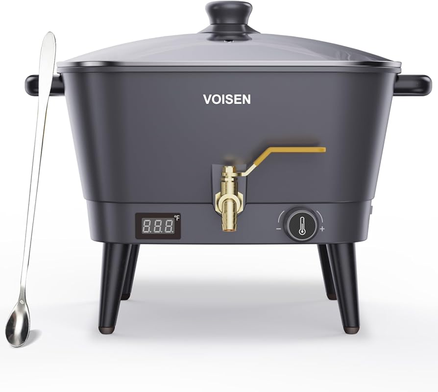 VOISEN Black 8Qts Electric Non-Stick Wax Melter for Candle Making, Tem