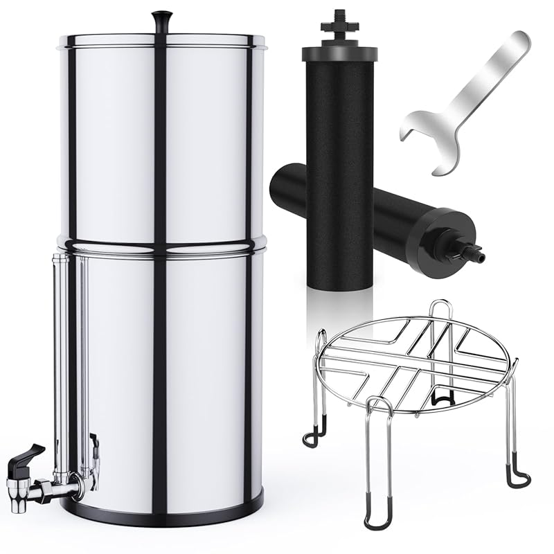 Gravity-Fed Water Filter System, 2.25 Gallon, 304 Stainless Steel, 2 F