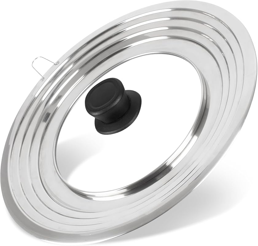Universal Stainless Steel Lid for Pots, Pans, Skillets; Fits 8.2-12.5