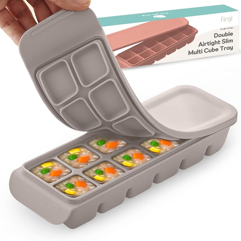 Food-Grade Platinum Silicone Baby Food Freezer Tray with Lid; 12 Secti