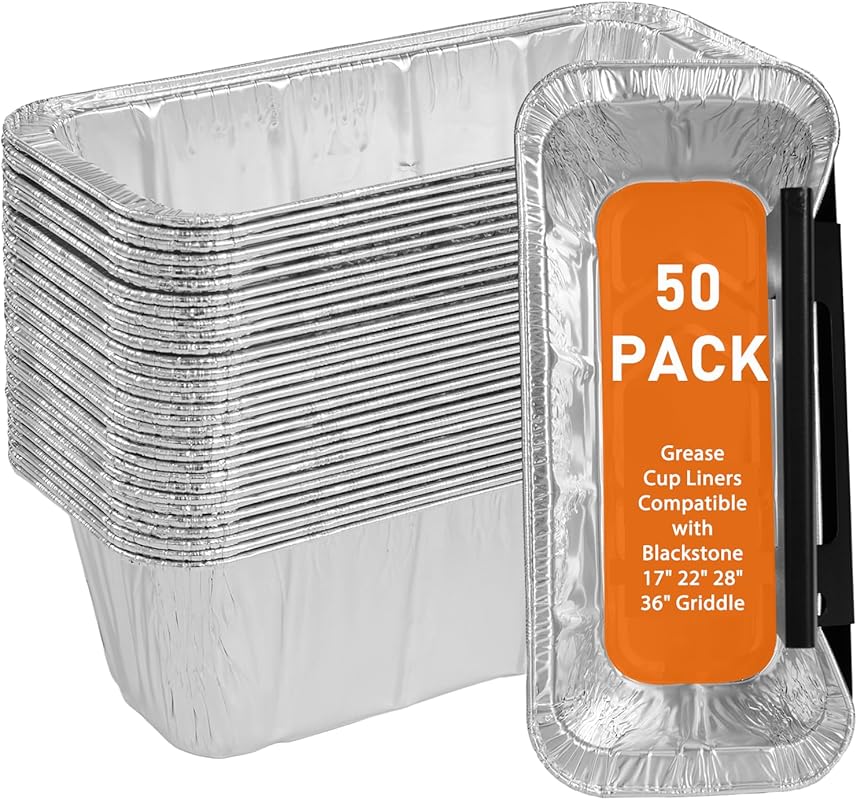 50-Pack Disposable Aluminum Foil Grease Cup Liners Compatible with Bla