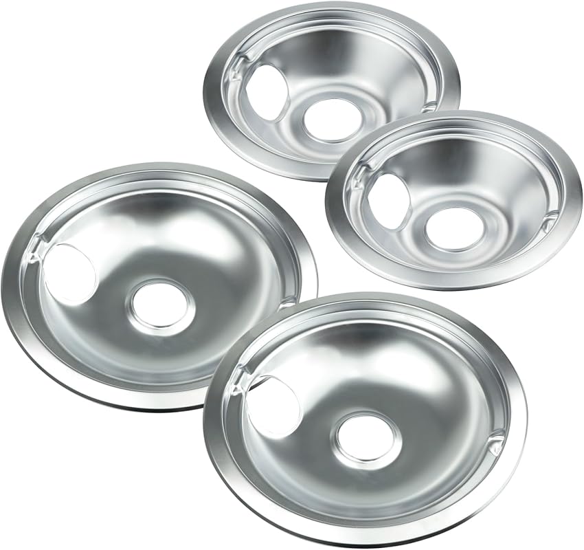 Chrome Electric Range Drip Pans (4 Pack: 2x6