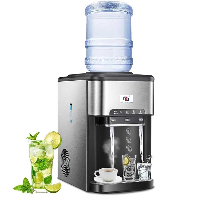 NUNET 3-in-1 Portable Countertop Ice Maker & Hot/Cold Water Dispenser,