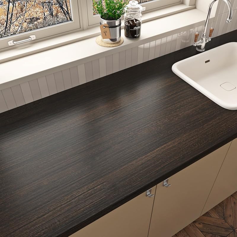 Wallercity 15.8''x78.7'' Deed Brown Wood Grain Contact Paper, Waterpro
