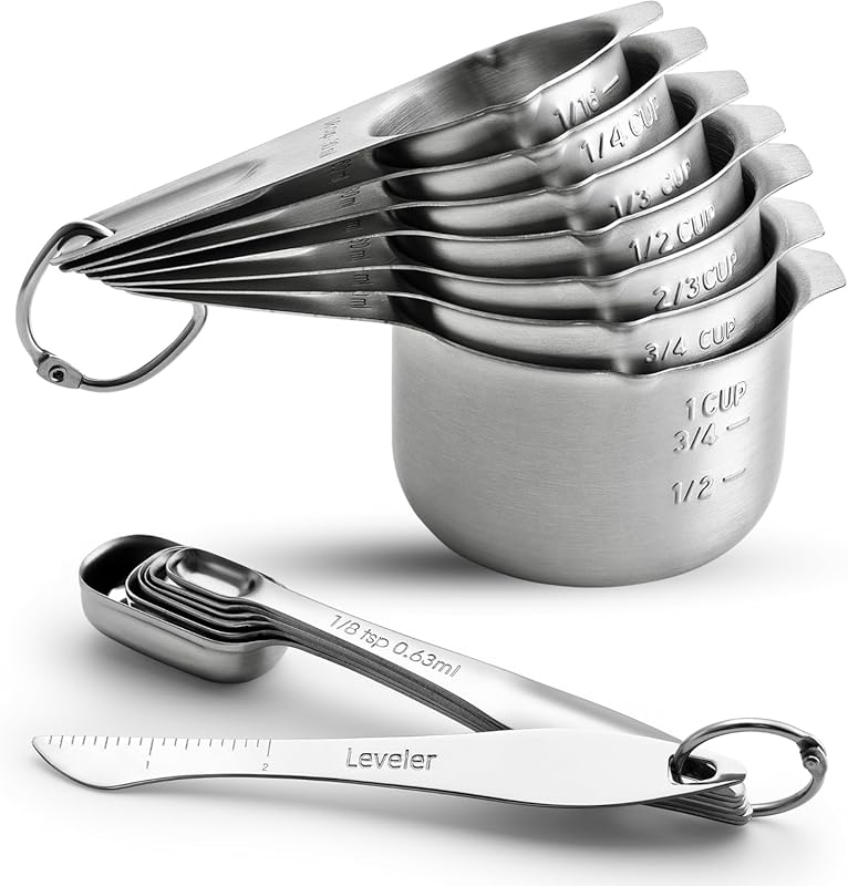 Spring Chef 14-Piece Stainless Steel Measuring Cups & Spoons Set with 