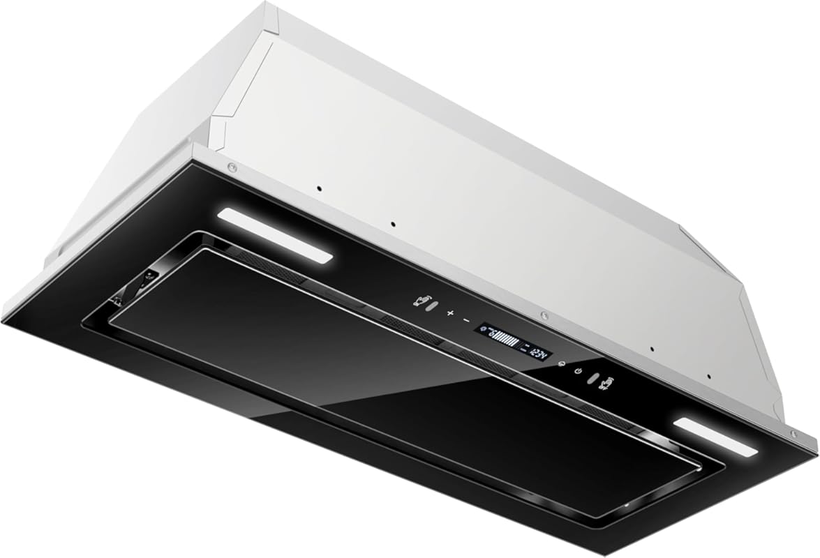 30-inch Built-in Range Hood Insert, Ducted/Ductless 800 CFM, Black Gla
