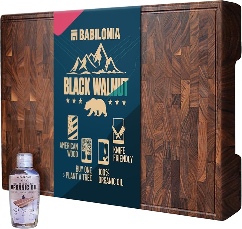 Premium American Black Walnut End Grain Cutting Board 15.7x10.2x1.7