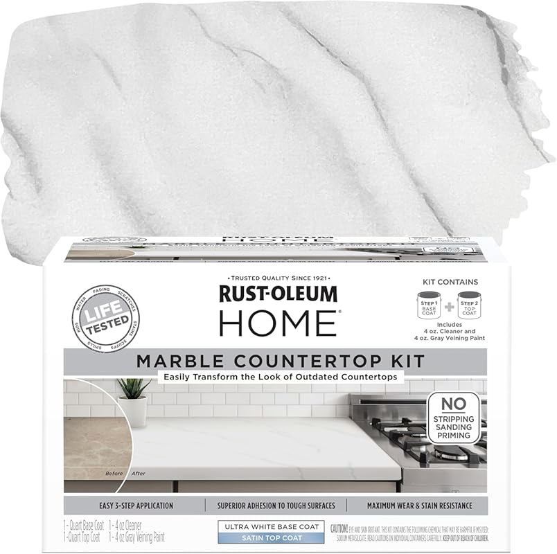 Rust-Oleum 384964 Home Marble Countertop Coating Kit, 72 fl oz, White 