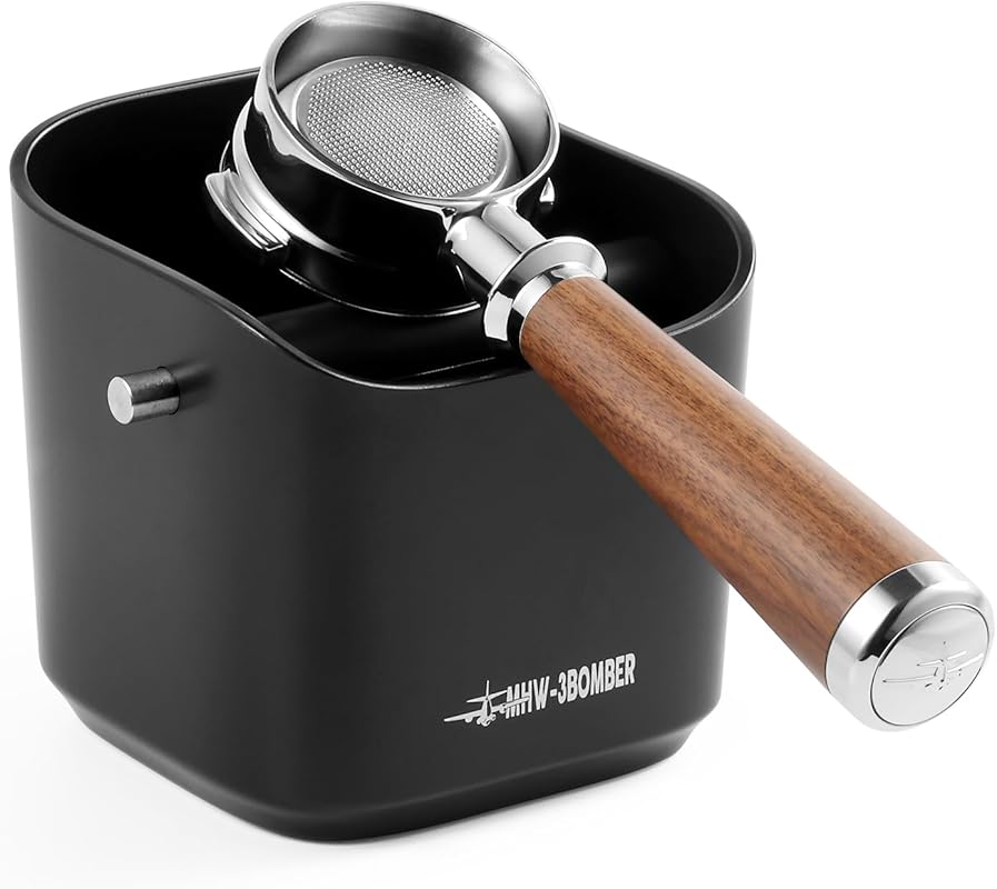 MHW-3BOMBER GB5967B Black Espresso Knock Box: 1.2L with Removable Bar 