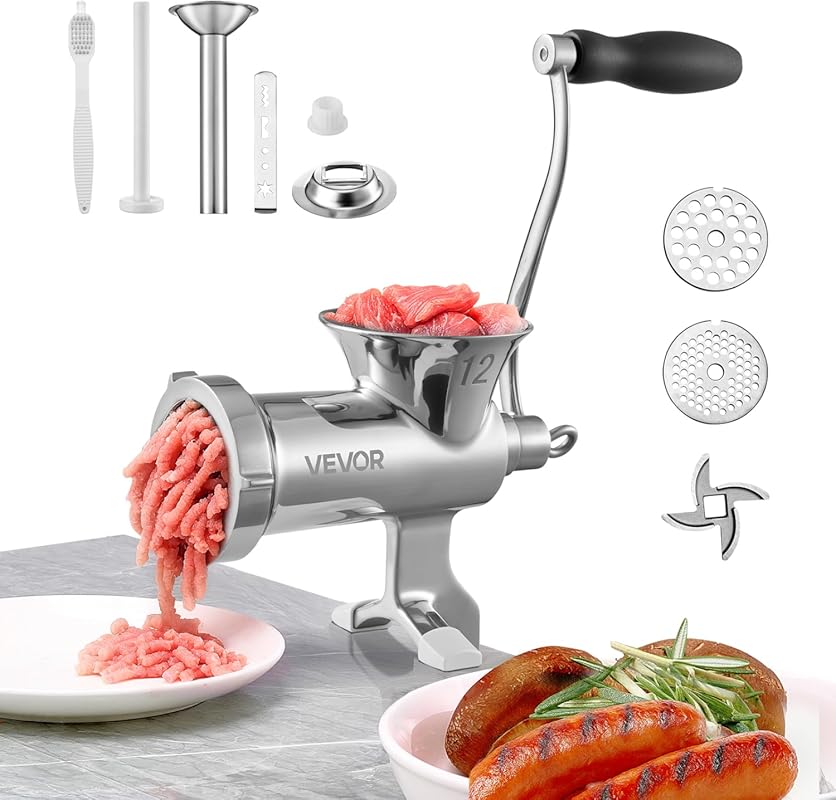 VEVOR Manual #12 Meat Grinder, 304 Stainless Steel Mincer & Sausage Ma