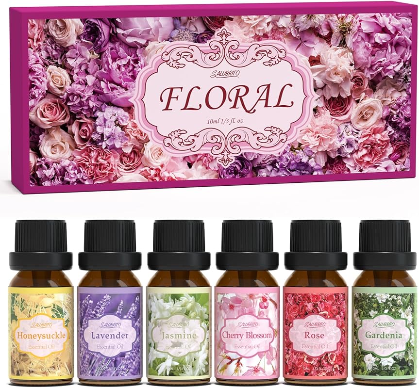 SALUBRITO Floral Fragrance Essential Oils Set (6x10ml) for Diffuser, C