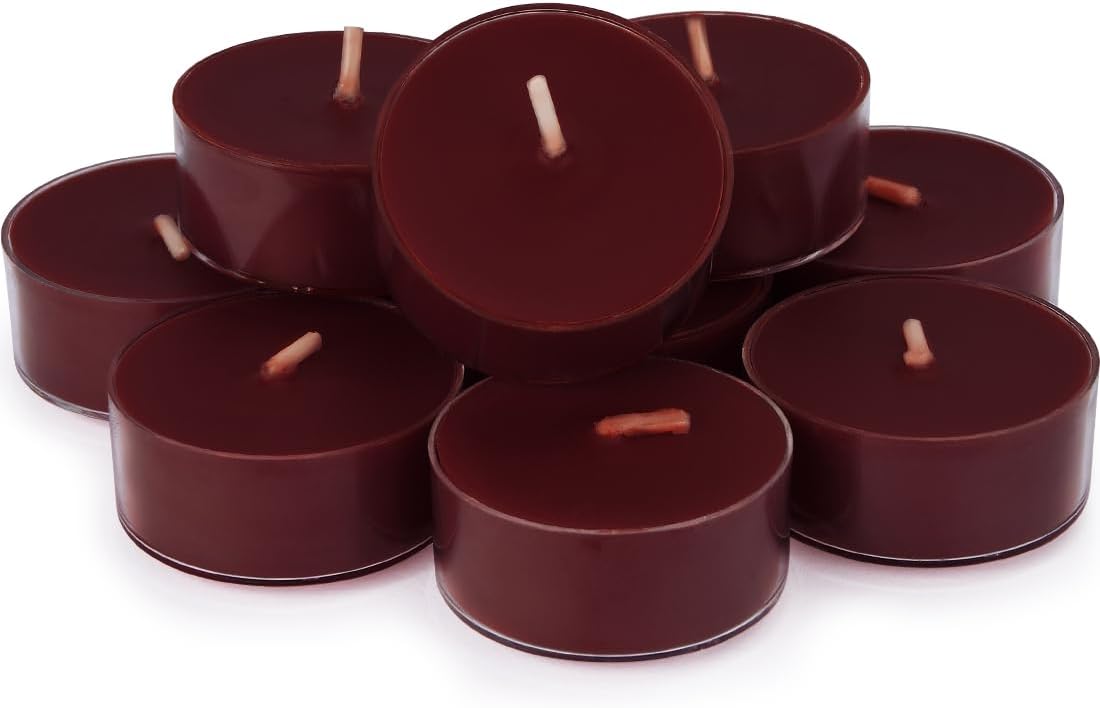 DEYBBY Apple Cinnamon Scented Soywax Tealight Candles, 12 Count, Long-