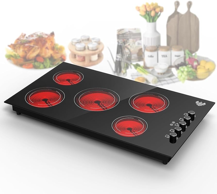 VBGK 36 Inch Built-In Electric Cooktop, Knob Control, 9 Heat Levels, C