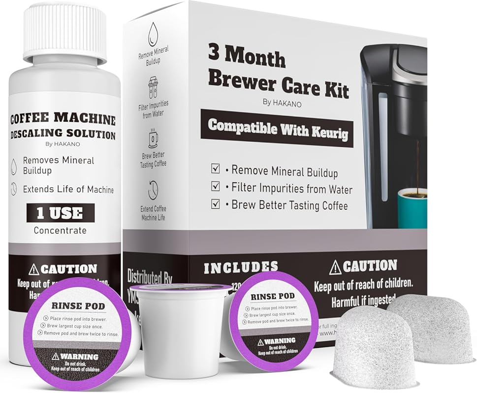 Keurig Compatible 3-Month Brewer Care Kit: Descaling Solution, Rinse P