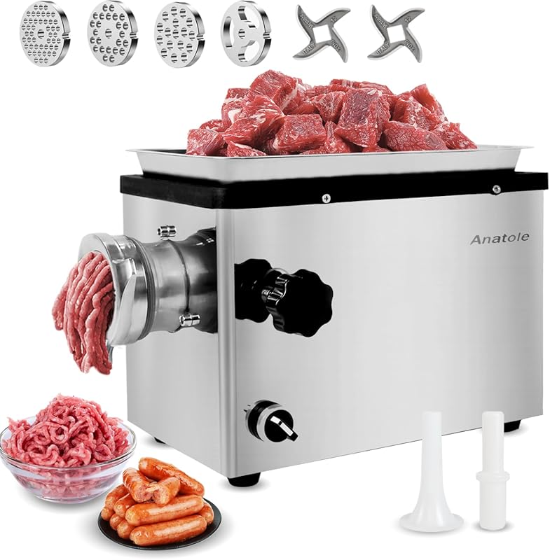 Anatole Commercial Electric Meat Grinder, 1.5 HP Heavy Duty Stainless